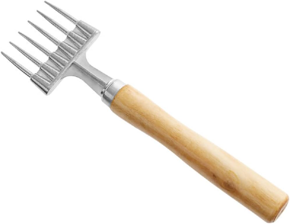 6 Prong Ice Chipper Zinc Alloy Body with Wooden Handle - Durable Carving Bartender Pick Tool for Breaking Ice for Kitchen Bars Bartender Picnics Camping & Restaurant