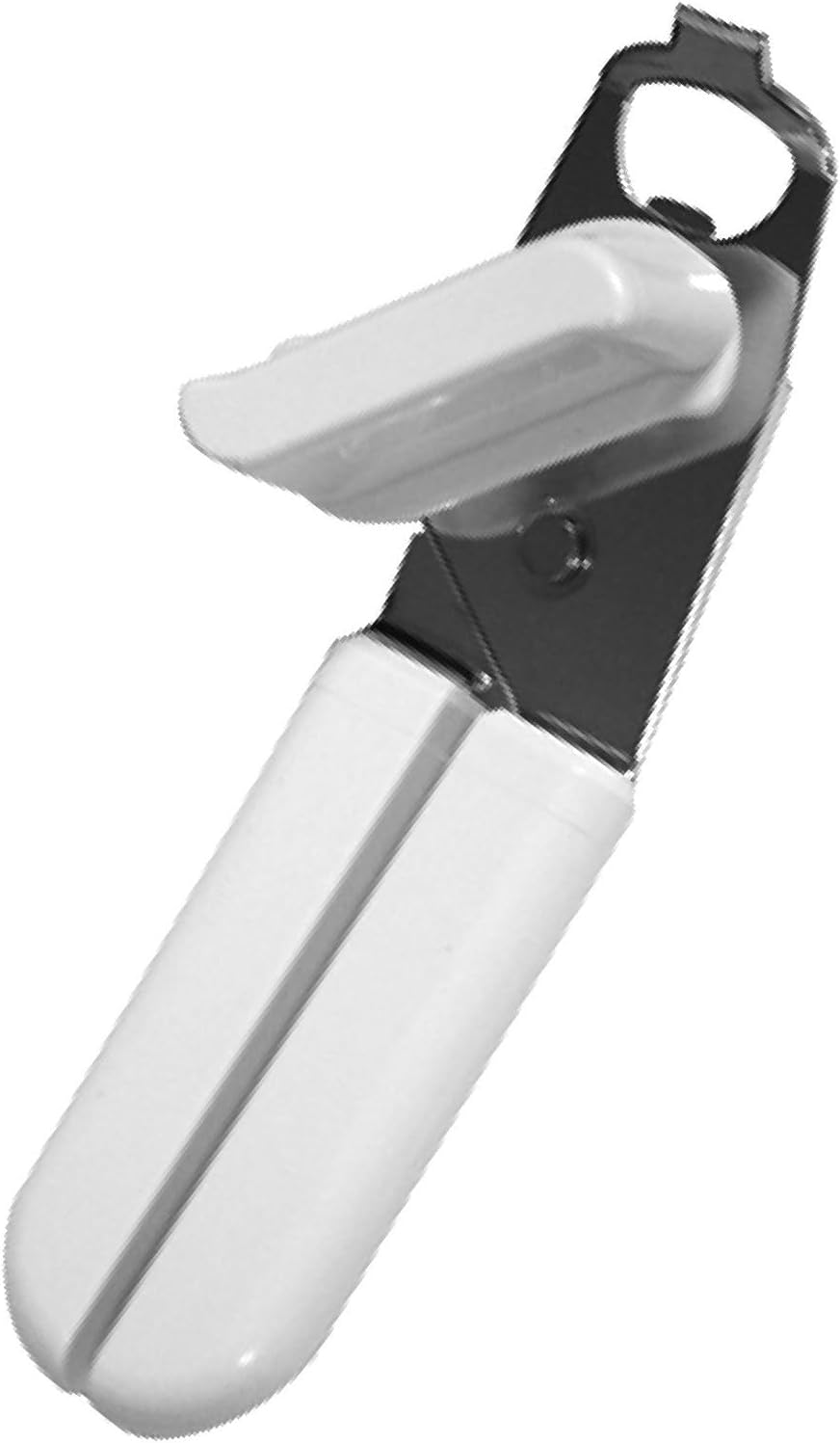 8" x 2" x 2-1/2" Manual Can Opener Iron Plated with White Color Plastic Handle - Built-in Bottle Cap Remover Handheld Easy Turn Knob Manual Hand Held Can Opener