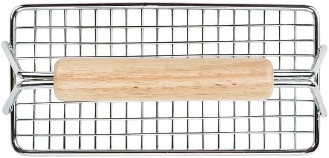 8" x 4" Heavy Duty Bacon Press Chrome Plated Steel with Wooden Handle - Heavy Duty Press Grill Press Meat Burger Bacon Steak Sausage for Perfectly Seared Bacon Steak & Sandwiches