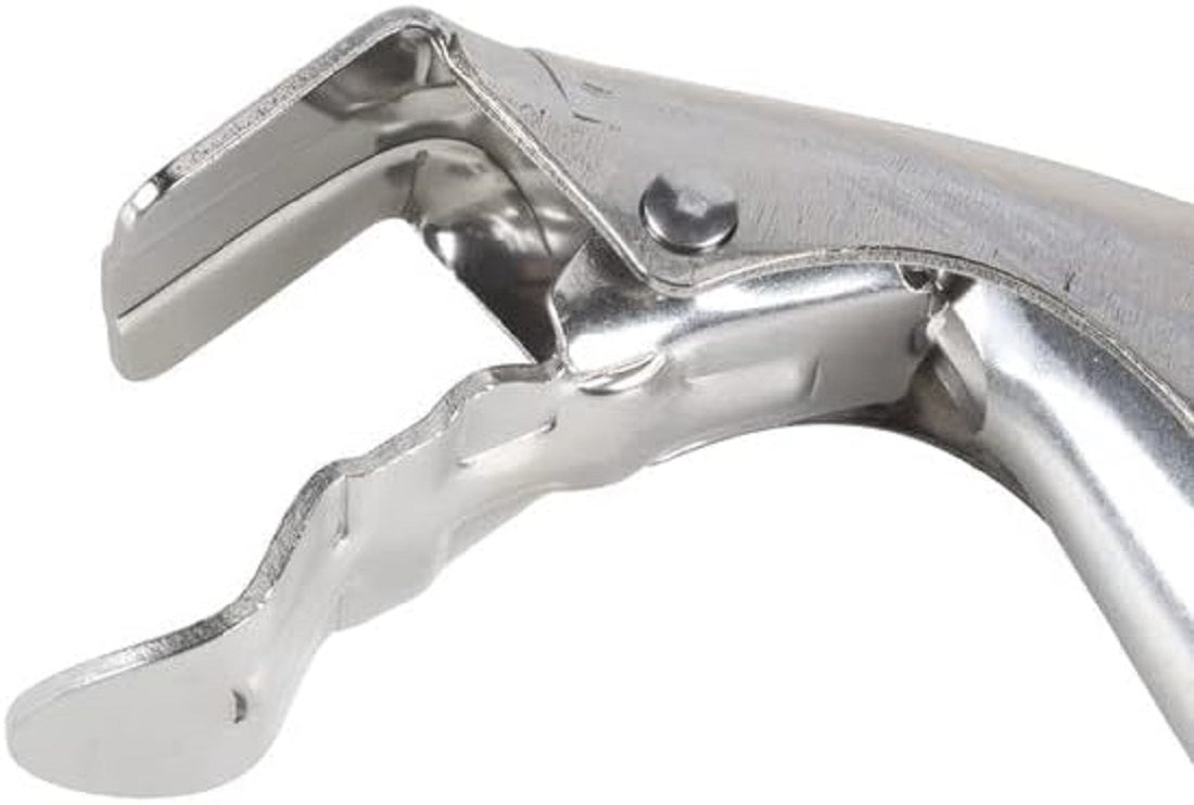 Shallow Dish Pizza Pan Gripper Stainless Steel 7-7/8" x 1-1/7" x 2-3/4" - Pan Tongs Gripper Clip Tongs Great for Pulling Hot Pizza Pan out of the Oven Microwave