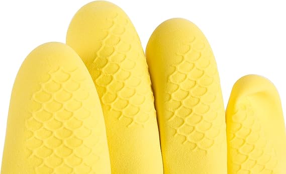 Set of 12 Heavy-Duty 6 Pairs Gloves Dishwashing/Household Gloves Yellow Color Latex Washable Regular Size- Reusable Heavy Duty Cleaning Gloves Dishwashing Gloves