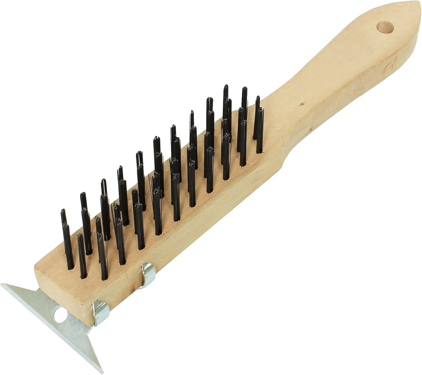 Pizza Oven Brush with Scraper Black Metal Wire Brush with Wooden Handle-Pizza Oven Cleaning Brush for Pizza Stone Grill Brush Outdoor BBQ Cleaning Oven Accessories