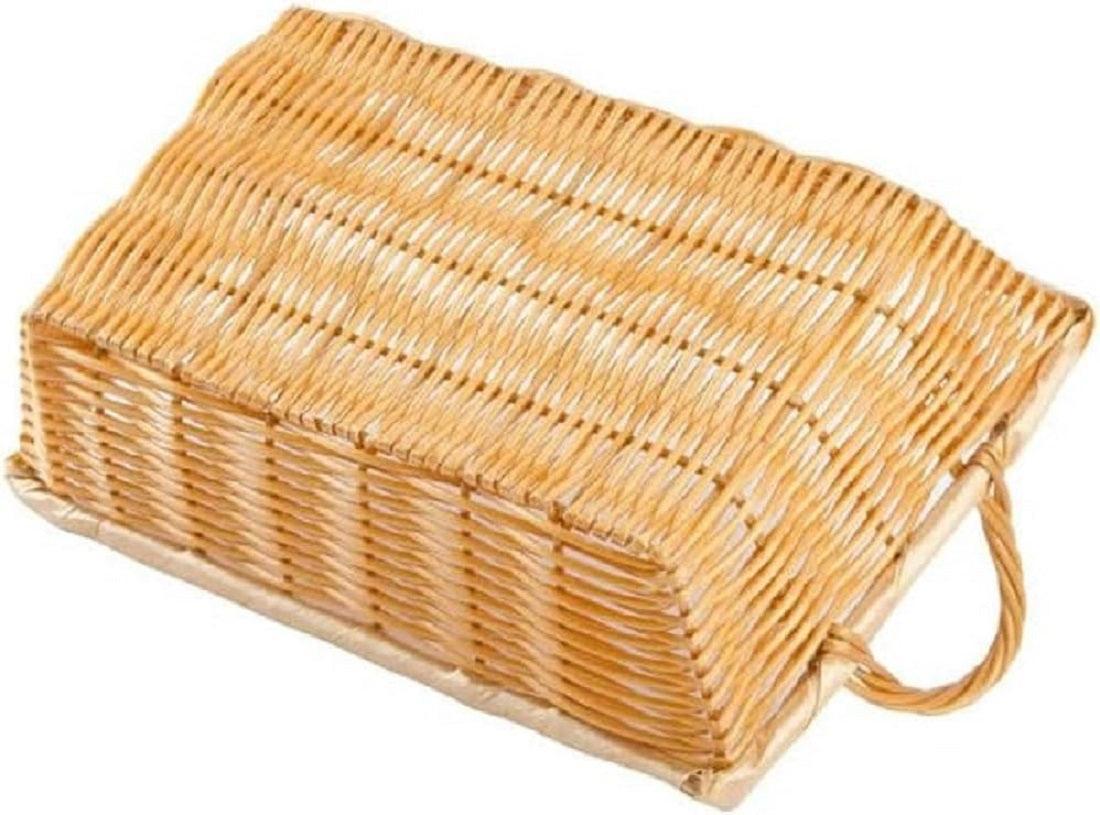 Hand-Woven Bread Basket with Handles Natural Color - Restaurant Woven Food Serving Basket for Fruit Bread Serving Basket Decorative Basket Perfect for Cafe Home Restaurants