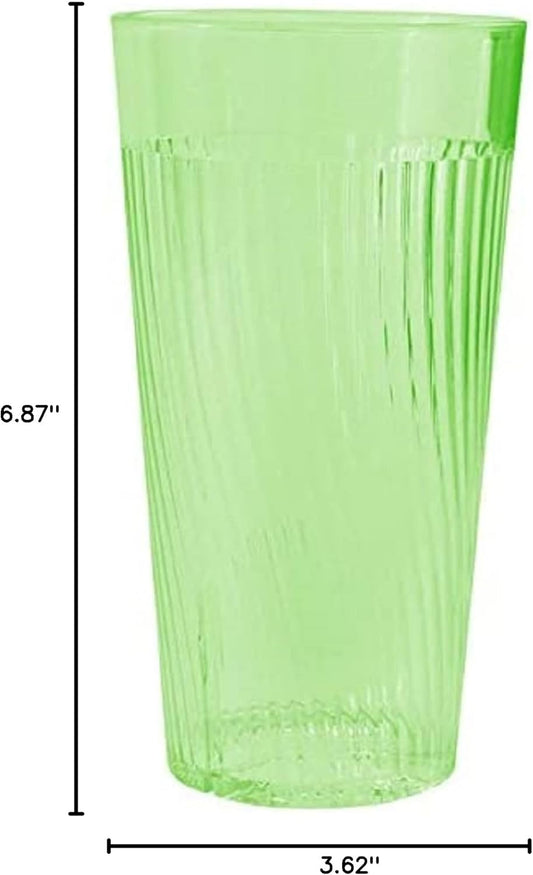 Belize Tumbler/Drinking Cups Green Polycarbonate Set of 12 - Premium Iced Tea Glasses Stackable Reusable Drinking Glasses Dishwasher Safe Break-Resistant for Home Restaurants