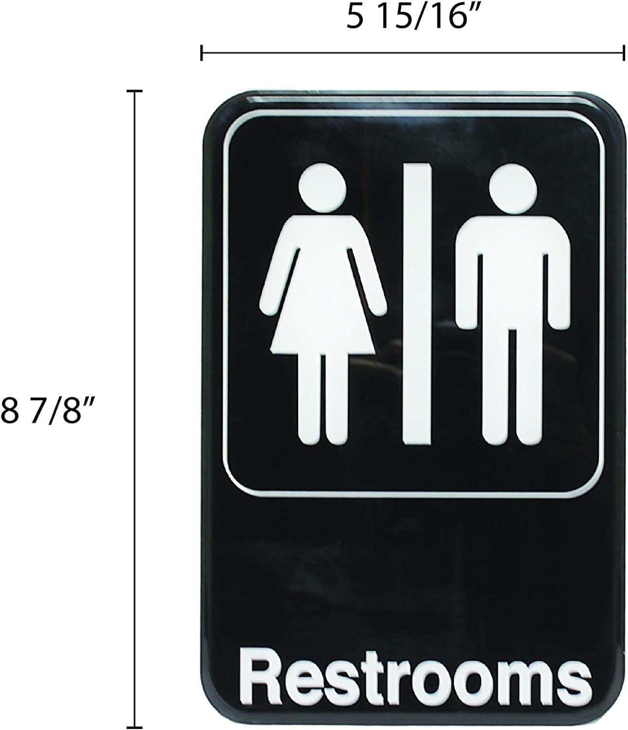 6" x 9" Restrooms Sign with Easy Peel Self-Adhesive White on Black Color Set of 2- Waterproof Self Adhesive Store Signs Indoor/Outdoor Warning Marker Home Business Use