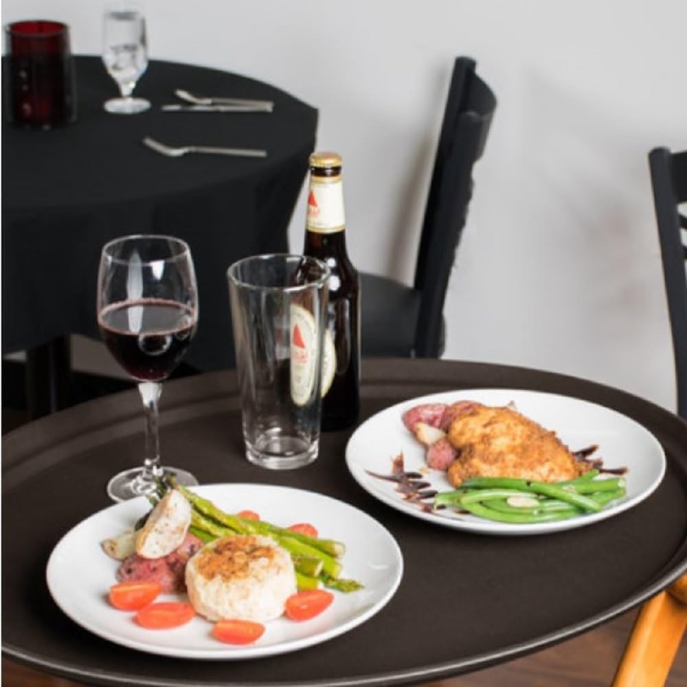 Serving Tray Fiberglass Set of 2- Non Slip Surface Service Trays Round Tray Plastic Food Meals Server Tray for Home Kitchen Restaurant Cafeteria Bar Hotel