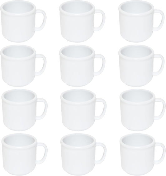 10 oz Mug Melamine Set of 12- Dishwasher Safe Break-Resistant Coffee Cup Set Reusable Plastic Cup for Latte Cappuccino Cocoa Hot Tea Mocha Home Cafe Restaurants