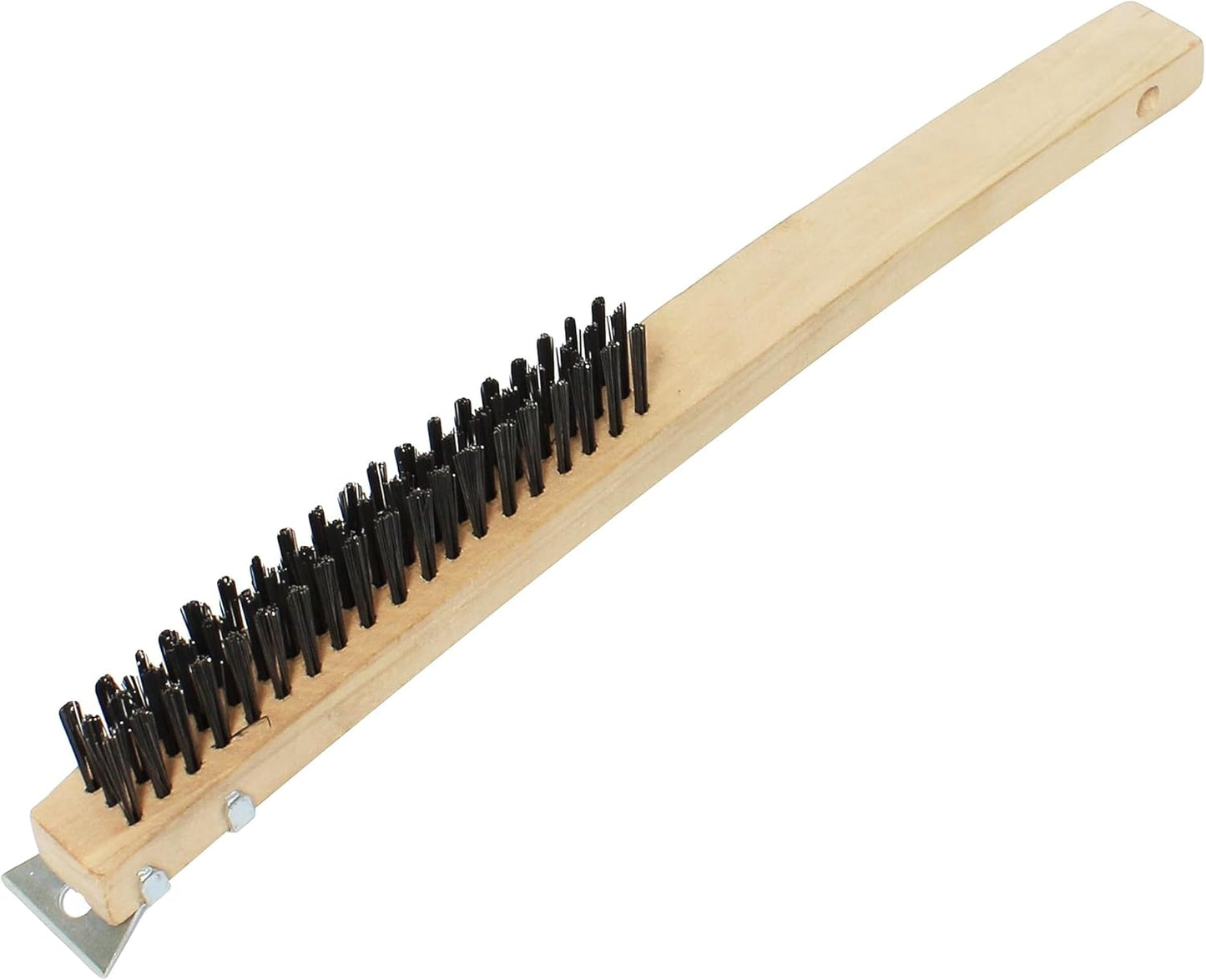 Pizza Oven Brush with Scraper Black Metal Wire Brush with Wooden Handle-Pizza Oven Cleaning Brush for Pizza Stone Grill Brush Outdoor BBQ Cleaning Oven Accessories