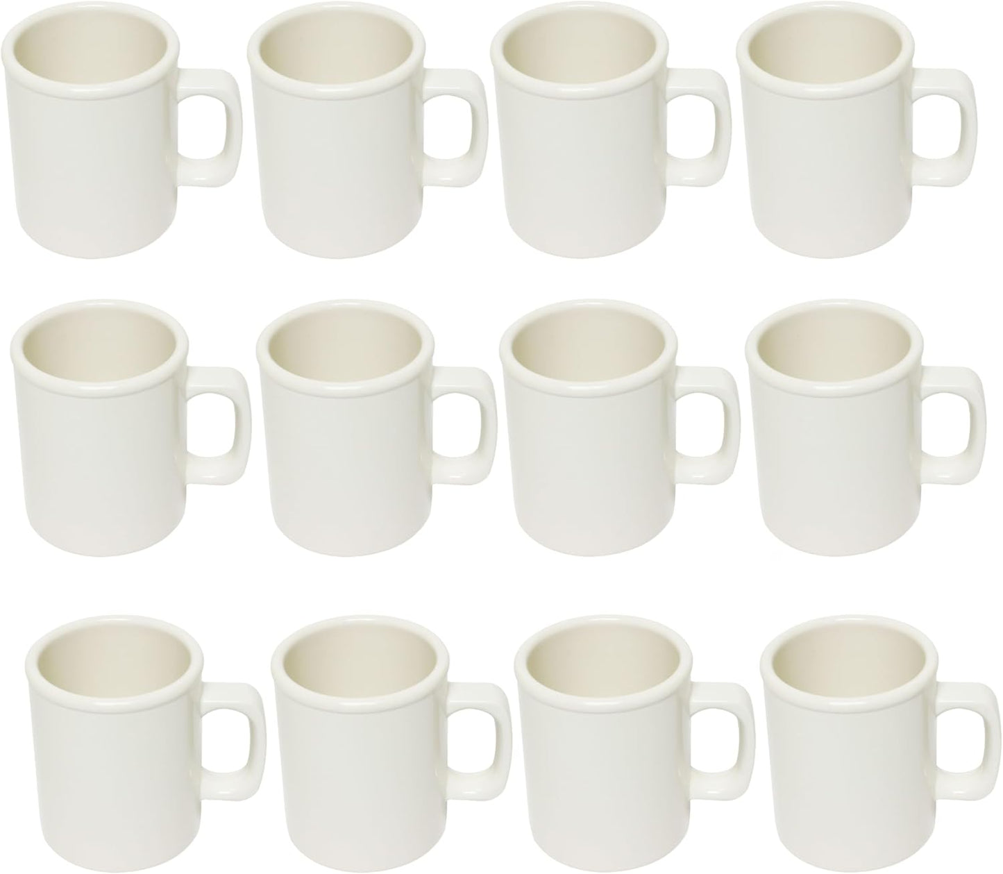 8 oz Mug Melamine Set of 12- Dishwasher Safe Break-Resistant Coffee Cup Set Reusable Plastic Cup for Latte Cappuccino Cocoa Hot Tea Mocha Home Cafe Restaurants