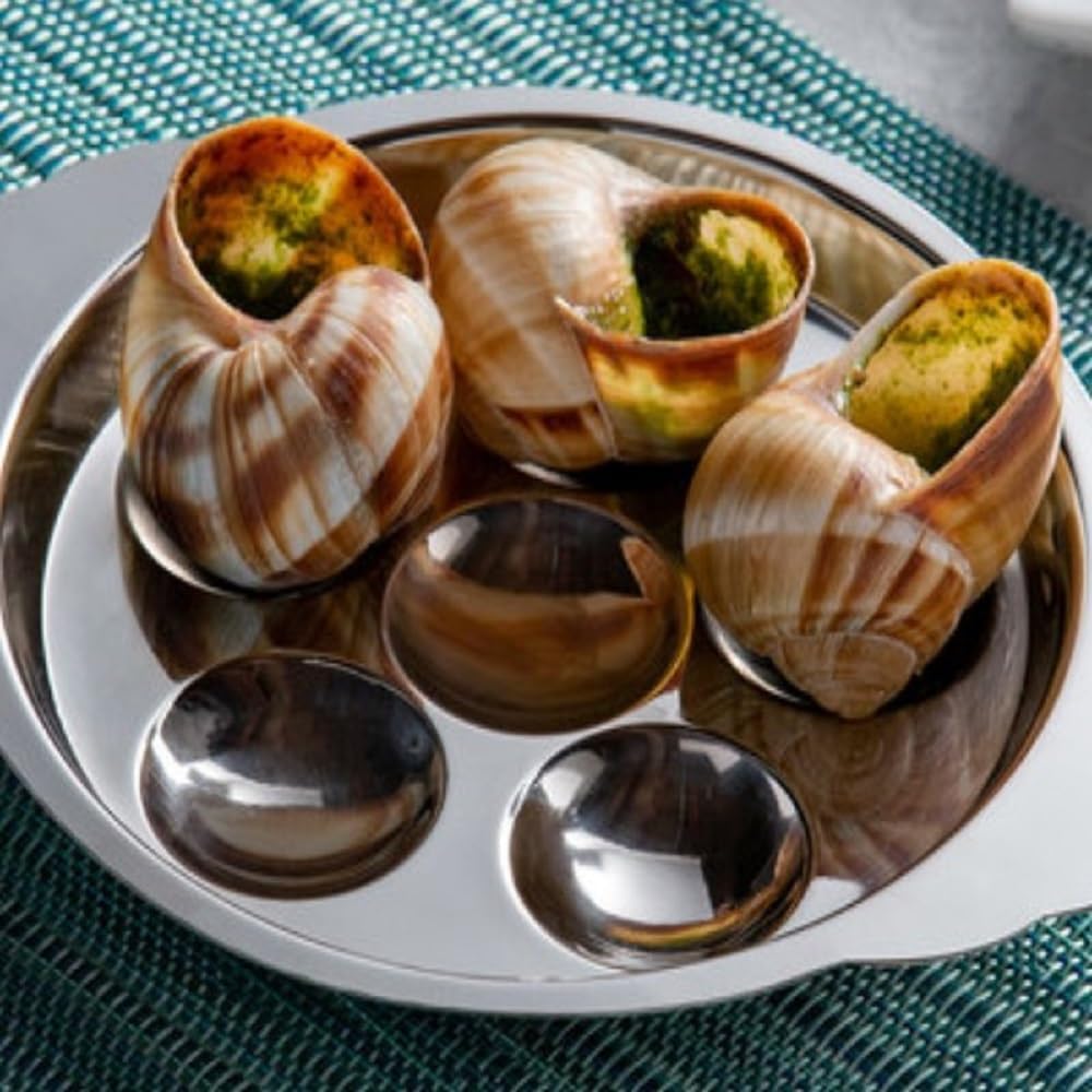 6 Compartment Holes Stainless Steel Snail/Escargot Tray Set of 2- Seafood Snail Dish Escargot Dish Server for Home Kitchen Restaurant Hotel BBQ