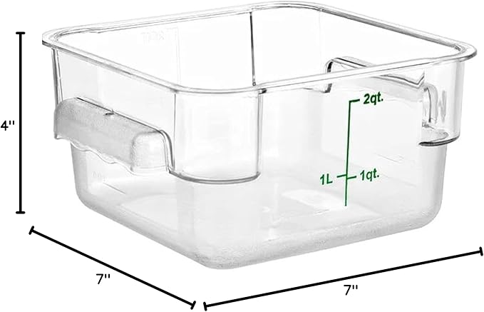 Polycarbonate Square Food Storage Container - Commercial Food Storage Containers Meal Prep Containers Reusable Food Containers for Pantry Kitchen Storage Organization
