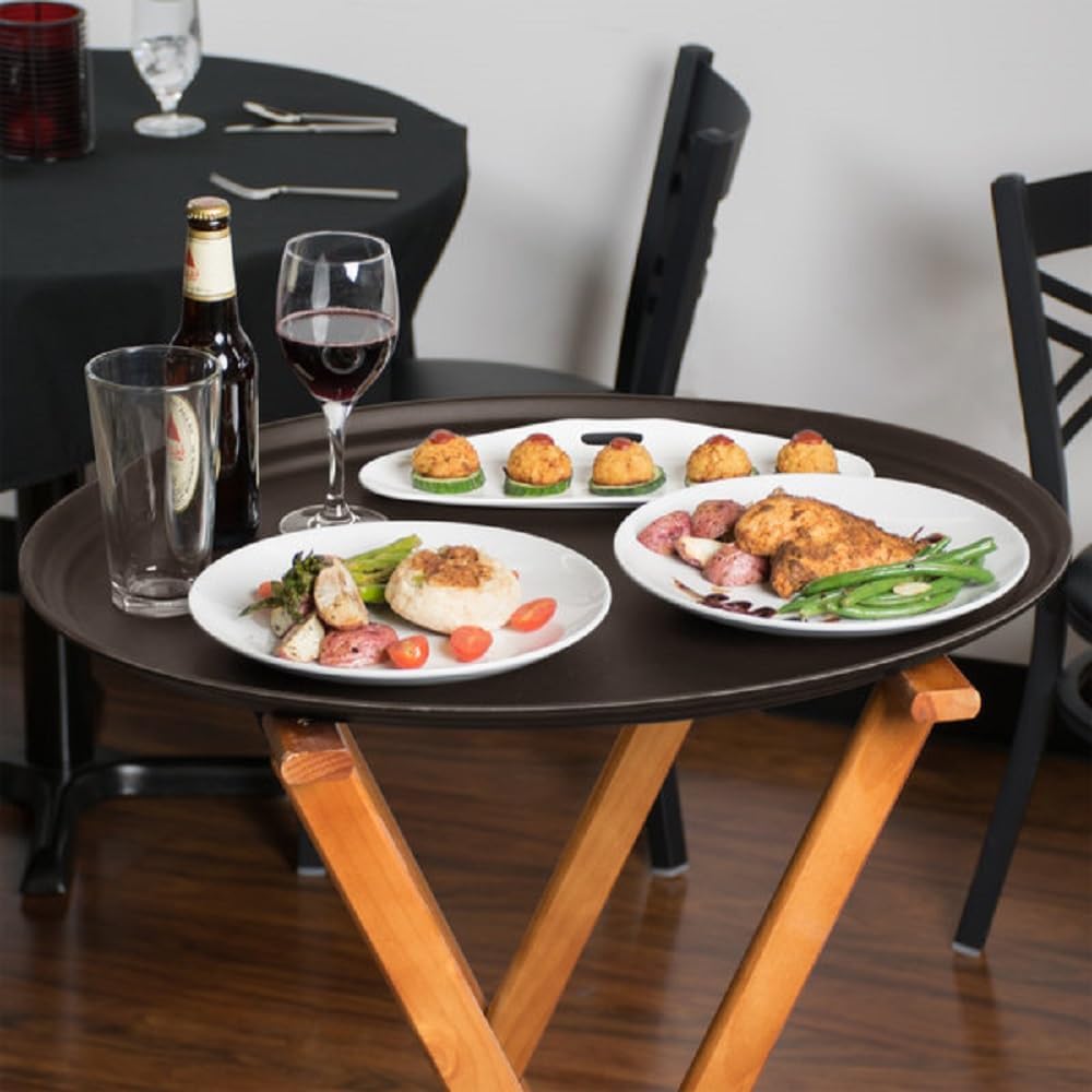Serving Tray Fiberglass Set of 2- Non Slip Surface Service Trays Round Tray Plastic Food Meals Server Tray for Home Kitchen Restaurant Cafeteria Bar Hotel