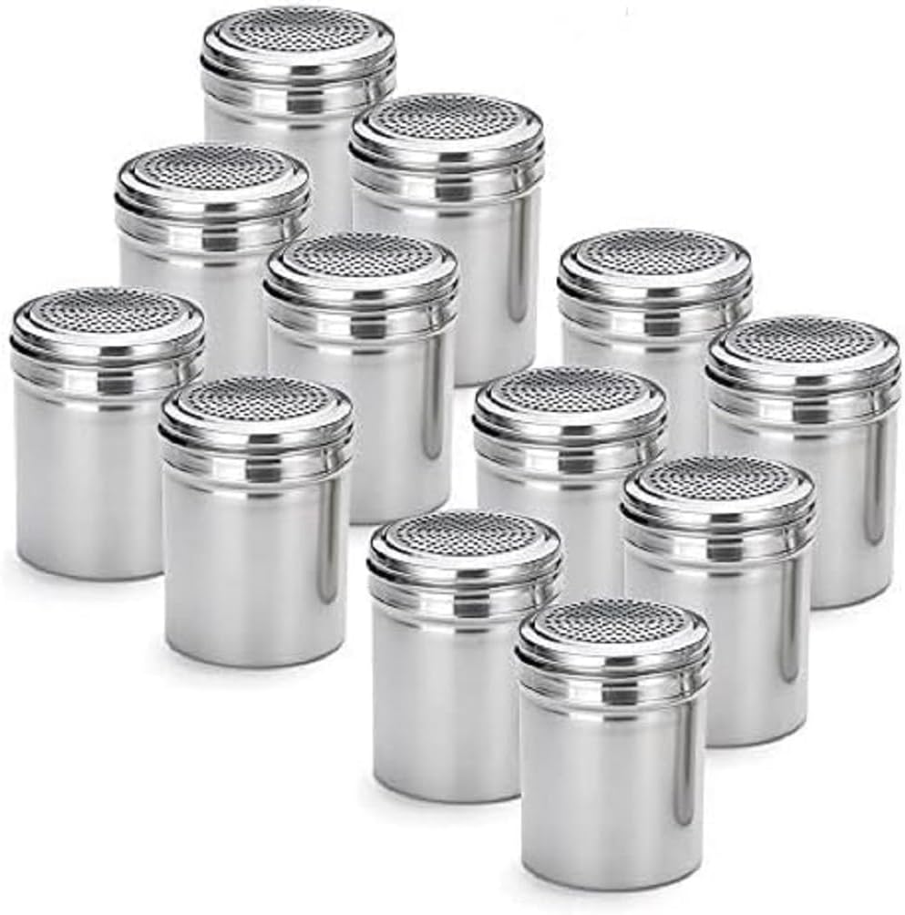 10 oz Stainless Steel Dredge Shakers - Seasonings Spice Shakers Cheese Shakers Chili Flakes Powder Shaker Sugar Spice Cans for Kitchen Cooking Home Restaurant