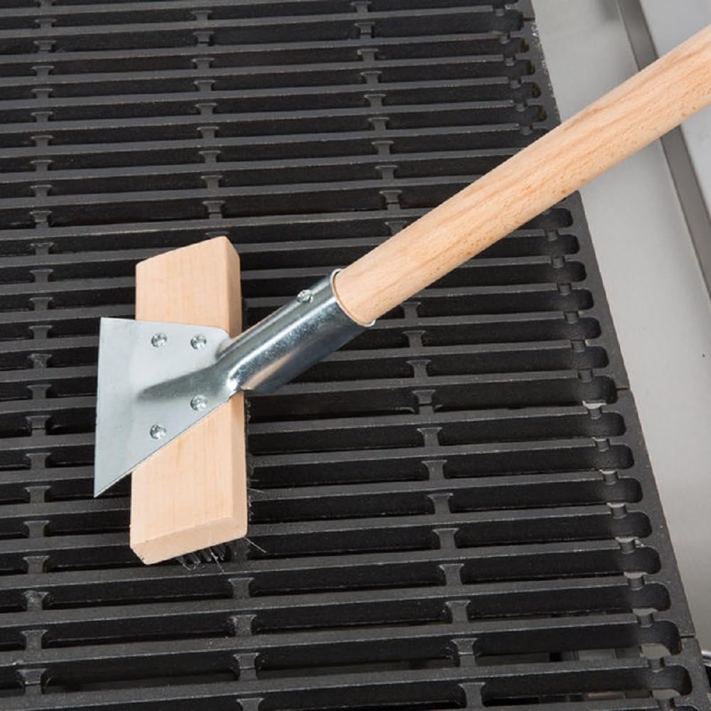 Pizza Oven Brush with Scraper Black Metal Wire Brush with Wooden Handle-Pizza Oven Cleaning Brush for Pizza Stone Grill Brush Outdoor BBQ Cleaning Oven Accessories