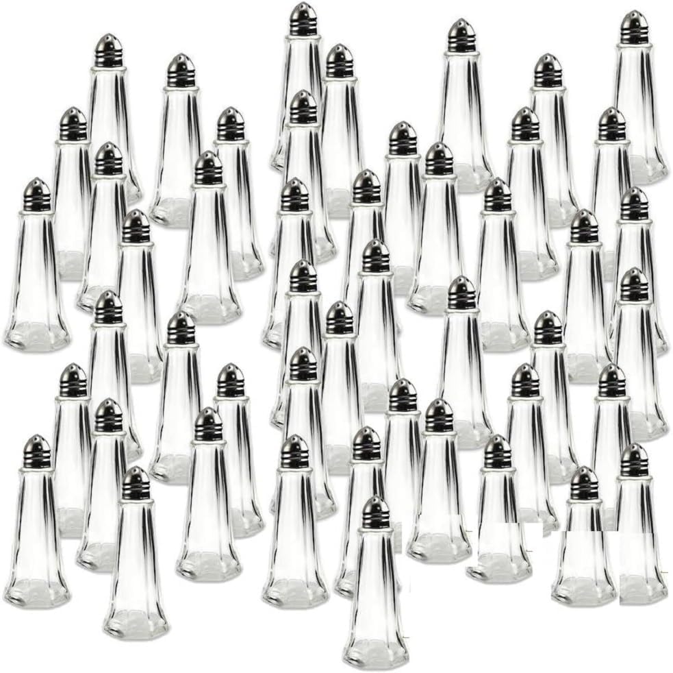 Tower Salt Pepper Shakers with Glass Body Stainless Steel Top - Salt Shaker Salt Pepper Shakers Glass Spice Jars Accessories for Wedding Party Restaurant Home Kitchen