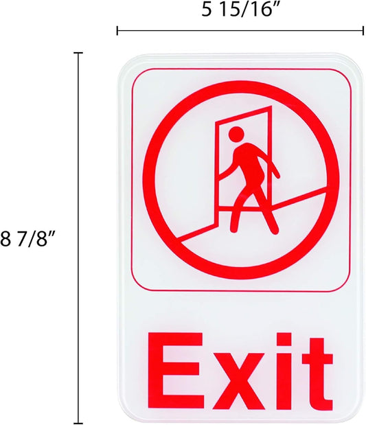 6" x 9" Exit Sign with Easy Peel Self-Adhesive Red on White Color Set of 2- Waterproof Self Adhesive Store Signs Indoor/Outdoor Warning Marker Home Business Use