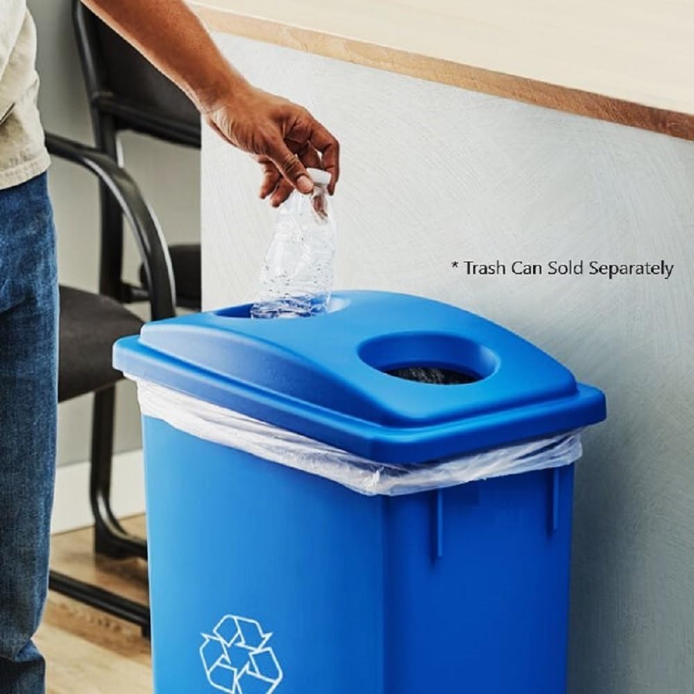23 Gallon Recycle Trash Can Blue Color- Wastebasket Garbage Bin Lid Recycling Bin Cover Kitchen Bathroom Bedroom Office Trash Can