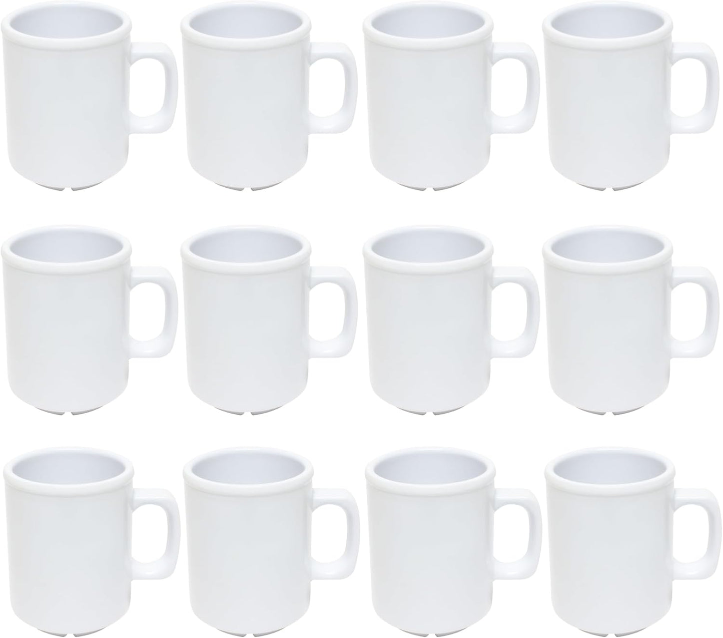 8 oz Mug Melamine Set of 12- Dishwasher Safe Break-Resistant Coffee Cup Set Reusable Plastic Cup for Latte Cappuccino Cocoa Hot Tea Mocha Home Cafe Restaurants