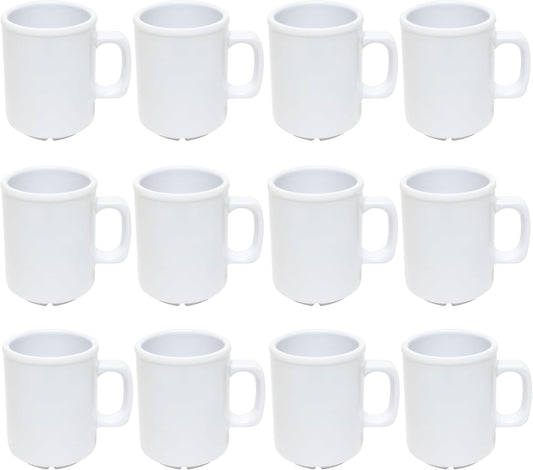 8 oz Mug Melamine Set of 12- Dishwasher Safe Break-Resistant Coffee Cup Set Reusable Plastic Cup for Latte Cappuccino Cocoa Hot Tea Mocha Home Cafe Restaurants
