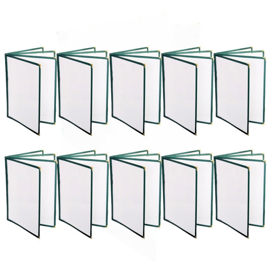 8-1/2” x 11” Four Page Book Fold Restaurant Menu Covers 4 Page 8 View Set of 10 - Crystal Clear Menu Covers Sleeve Menu Folder Menu Book Holders for Bar Cafe Restaurant