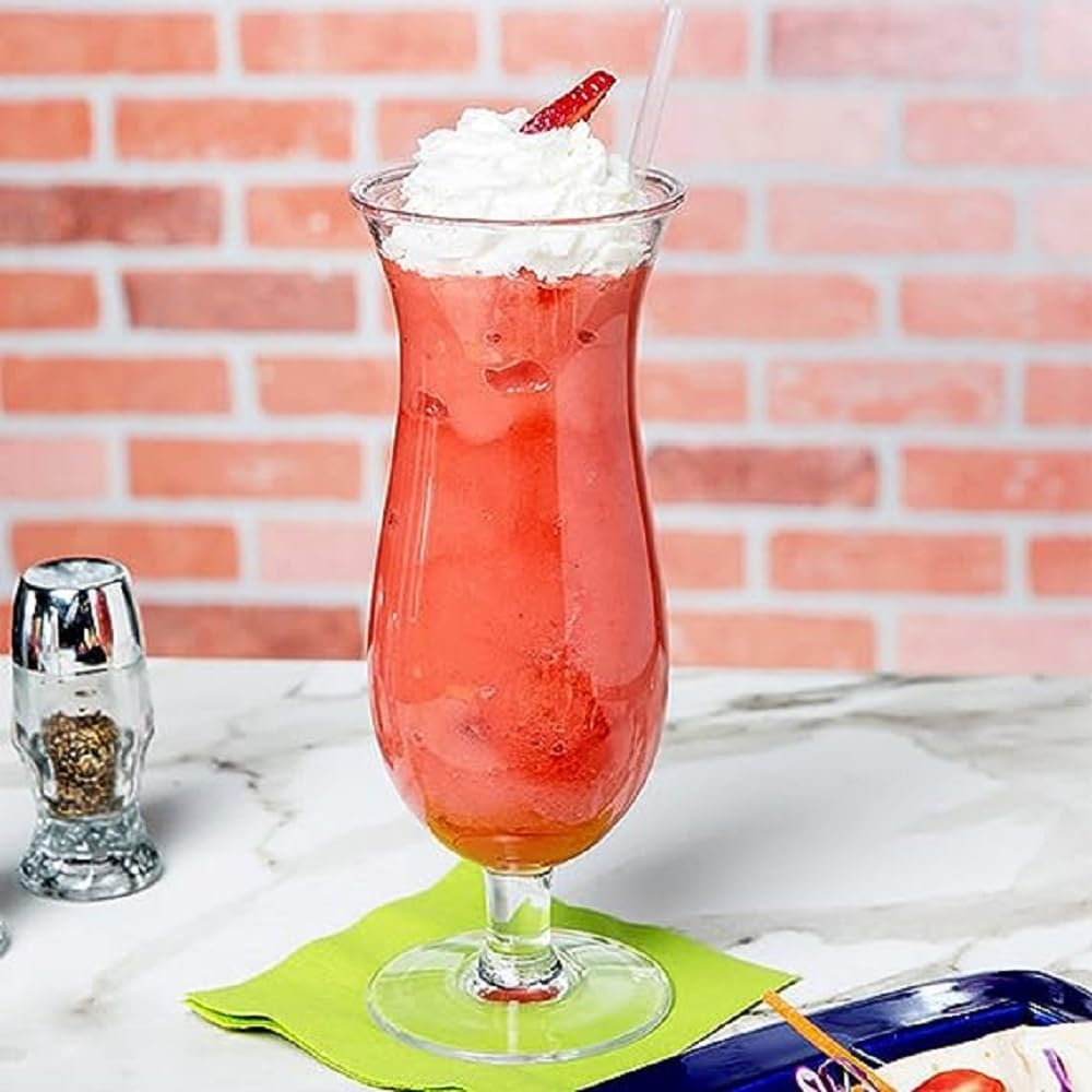 Hurricane Glass Polycarbonate Clear Color Comes in each- Beverage Stemmed Plastic Glass Cup Party Beverage Glass Barware Perfect for Juices Smoothies Pina Colada Cocktails