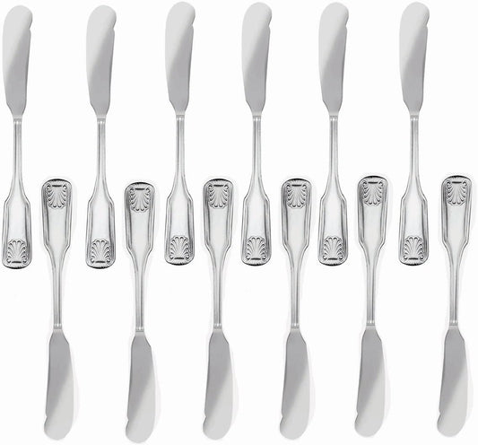 Sea Shell Stainless Steel Set of 12- Silverware Flatware Cutlery Kitchen Tableware Set for Home and Restaurant for Soup Spoons Round Spoons Metal Spoon Cutlery