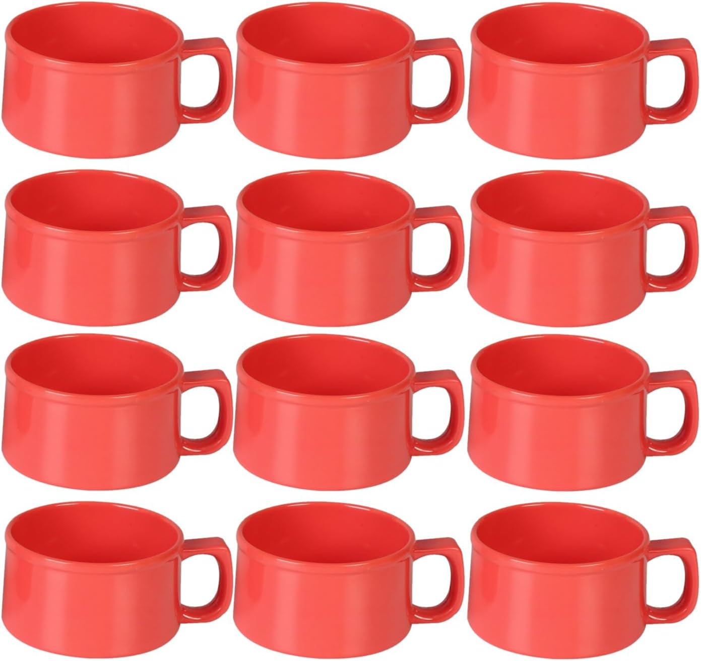 10 oz Soup Mug Melamine Set of 12- Dishwasher Safe Break-Resistant Coffee Cup Set Reusable Plastic Mug for Soups Latte Cappuccino Cocoa Hot Tea Home Cafe Restaurants