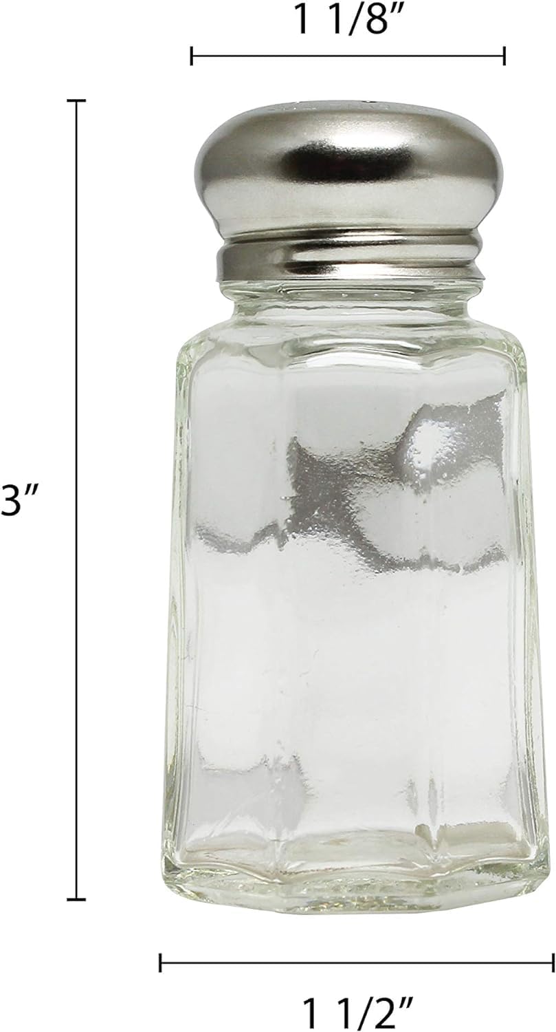 Paneled Spices Glass Shaker with Stainless Steel Cap Set of 12- Paneled design Spice Shakers Salt Pepper Shakers Spice Jars Table Accessories Counter for Kitchen Restaurants