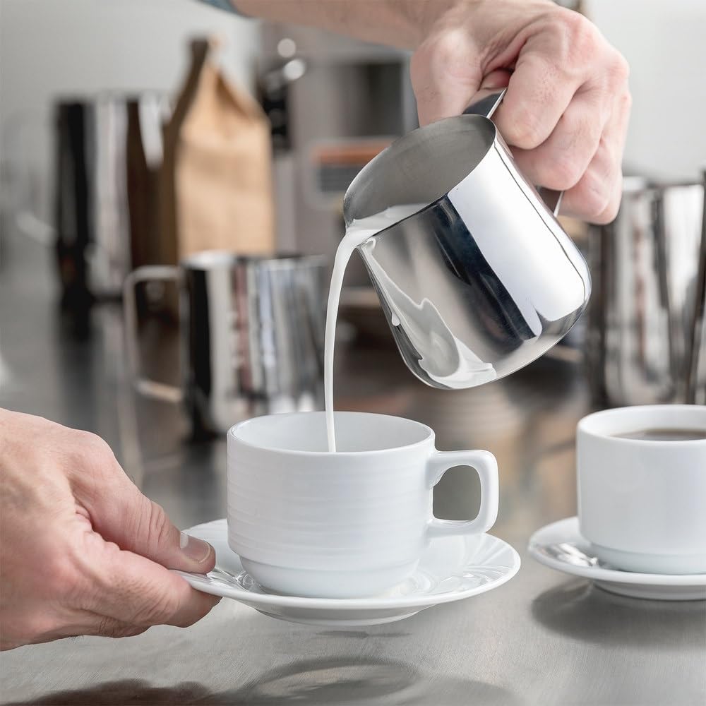 Stainless Steel Frothing Milk Pitcher- Espresso Steaming Pitcher Coffee Bar Espresso Machine Accessories Cappuccino Barista Tool Milk Jug Steamer Frother Cup