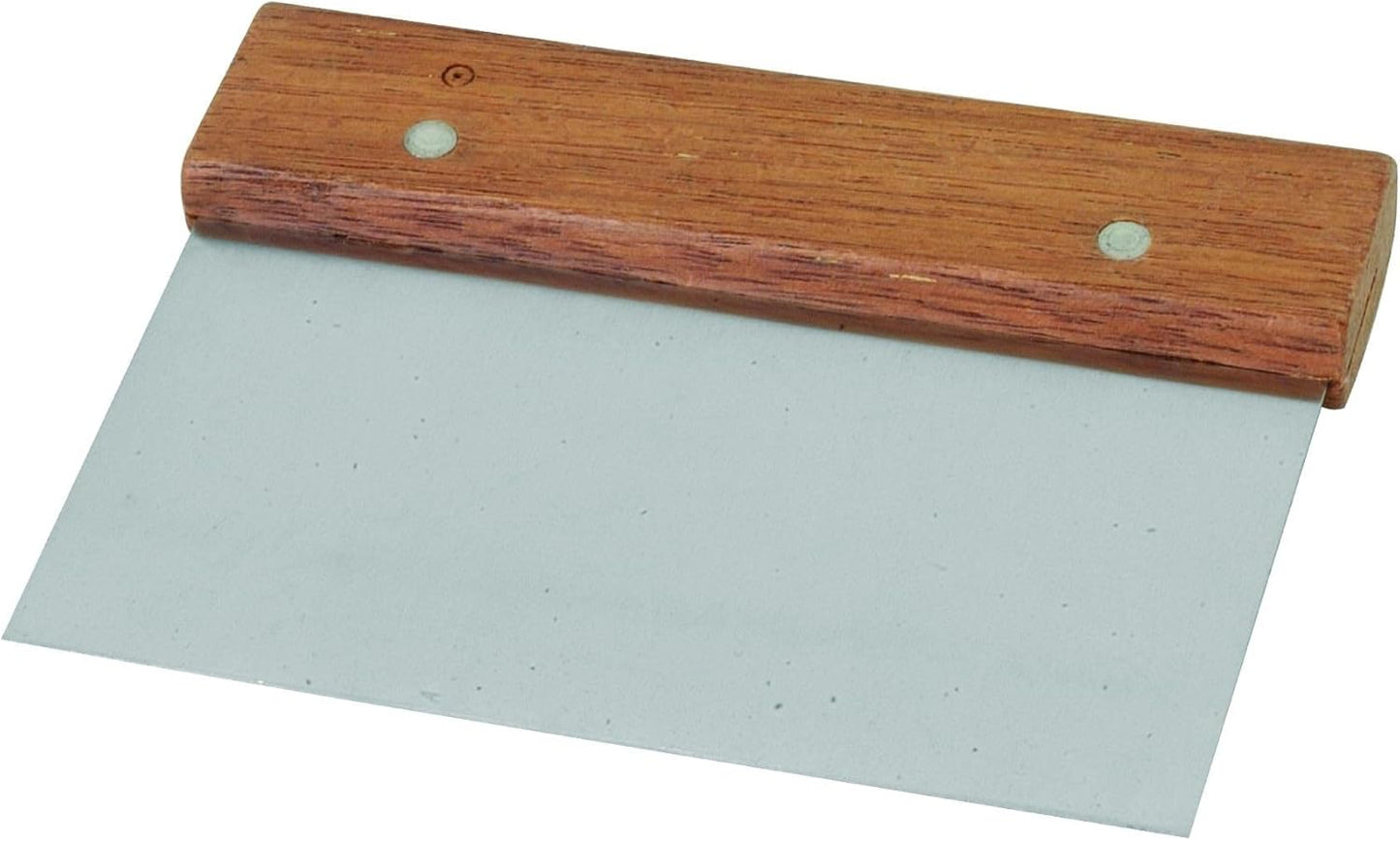 6" x 4" Dough Scraper Stainless Steel Blade with Wooden Handle- Multipurpose Food Scrappers Dough Cutter for Bread Dough Cake Fondant Icing Baking Cooking