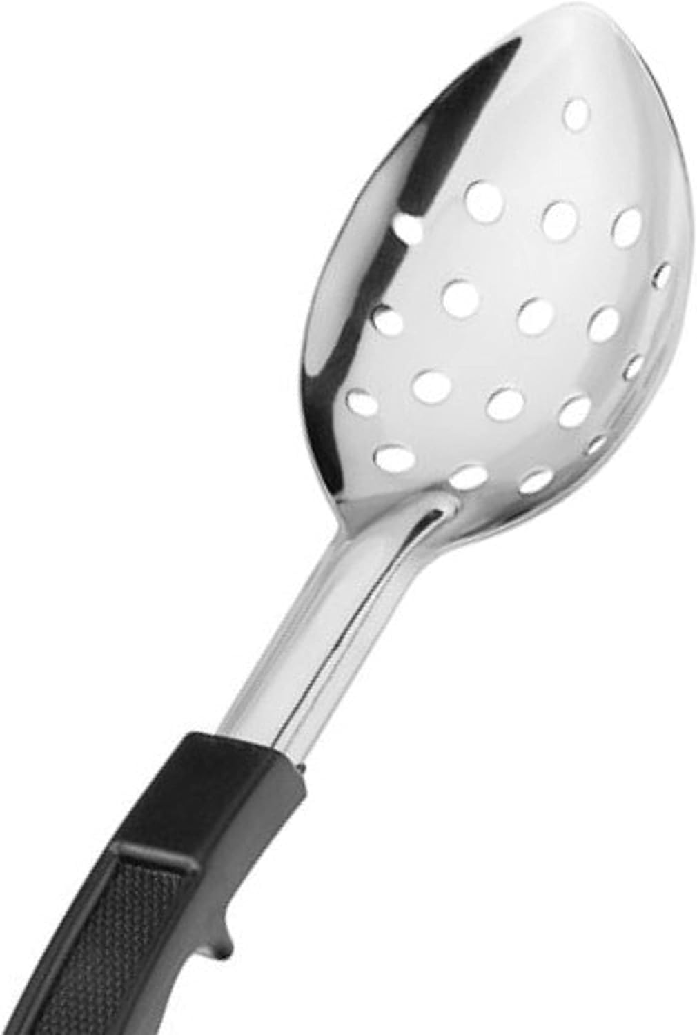 Basting Spoon Stainless Steel with Black Plastic Handle- Basting Spoon Utensil Spoon for Mixing Stirring Cooking & Serving Kitchen Accessories Restaurants and at Home