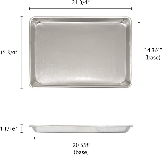 2/3 Size Aluminum Sheet Pan 16" x 22" Baking Sheets 20 Gauge Set of 2- Baking Pan Baking Tray Cookie Sheet Baking Sheet Perfect for Baking Roasting