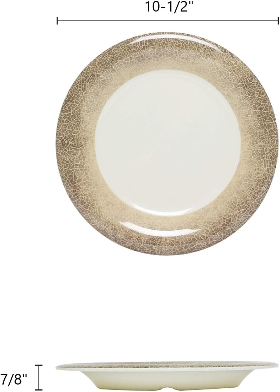 Jazz Round Dinner Plates Wide Rim Melamine Set of 12- Dishwasher Safe Break-Resistant Reusable Plates Kitchen Plates Dinnerware Dishes for Kitchen