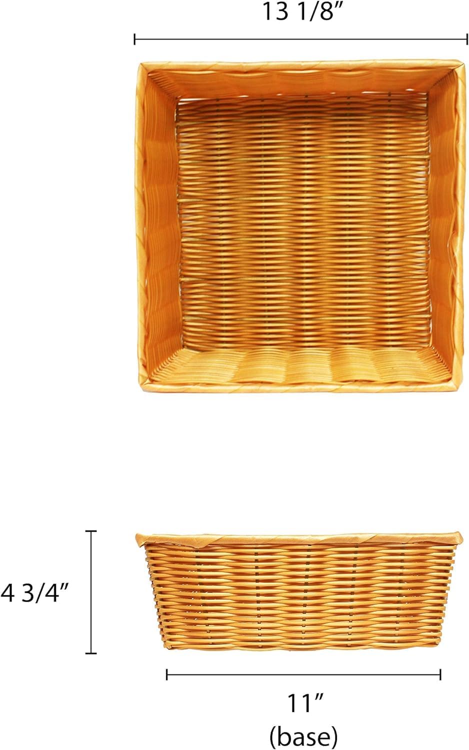 13" x 13" x 4-1/2" Square Hand-Woven Bread Basket Natural Color- Restaurant Woven Food Serving Basket for Fruit Bread Serving Basket Decorative Baskets Perfect for Cafe Home Restaurants