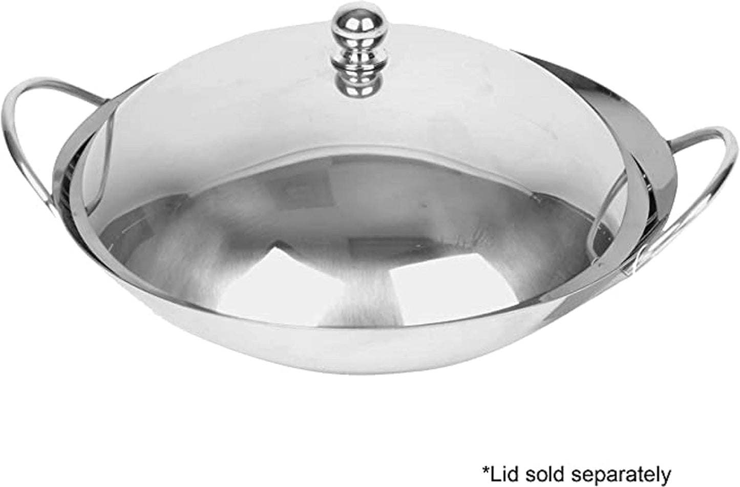 8” Stainless Steel Wok Dual- handled- Traditional Canton Style Round Bottom Wok for Kitchen Home Restaurant Cookware Chinese Wok Stir Fry Pans Traditional Woks Grilling Frying Steaming
