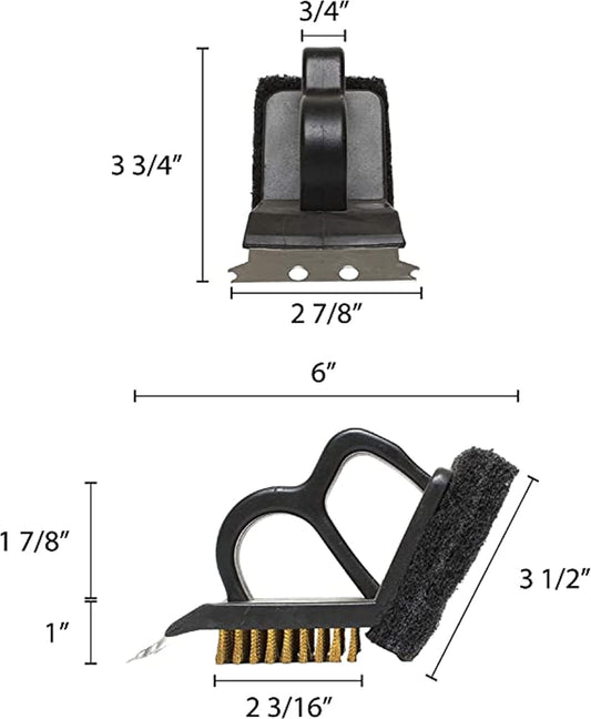 7" X 3 1/2" X 4 Heavy-Duty Bristle with Scrubbing Pad and Blade Polypropylene Body Steel Bristle Metal Blade and Pad- Grill Cleaning Brush BBQ Grill Accessories Safe Grill Cleaner
