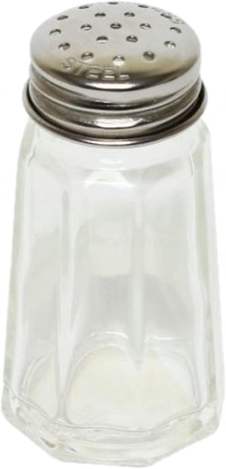Paneled Spices Glass Shaker with Stainless Steel Cap Set of 12- Paneled design Spice Shakers Salt Pepper Shakers Spice Jars Table Accessories Counter for Kitchen Restaurants