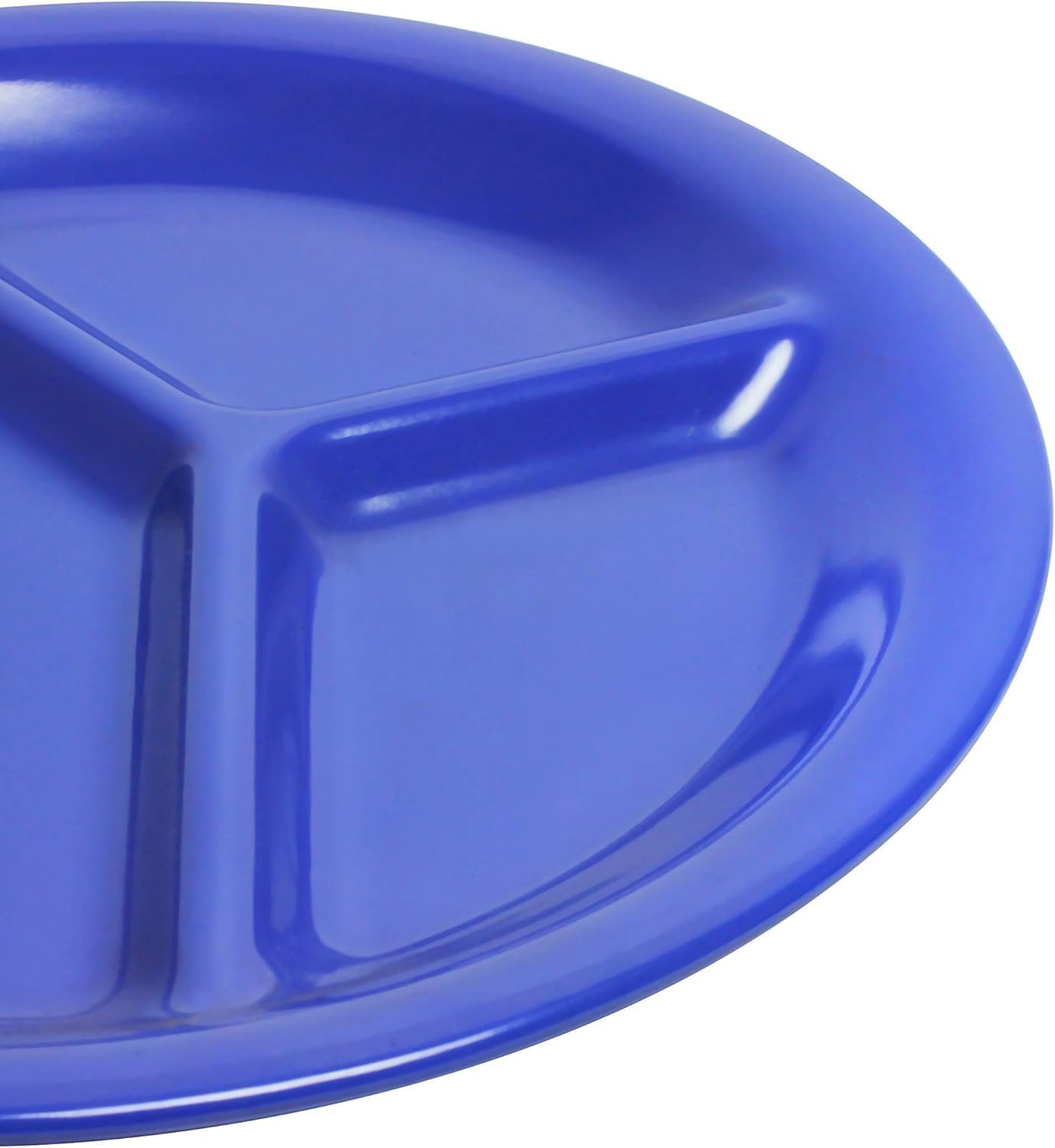 3 Compartment 10 1/4” Divided Plate Melamine Set of 12- Dishwasher Safe Break-Resistant Serving Platter Dinner Plates Portion Plates for Dinner Home Kitchen Restaurants