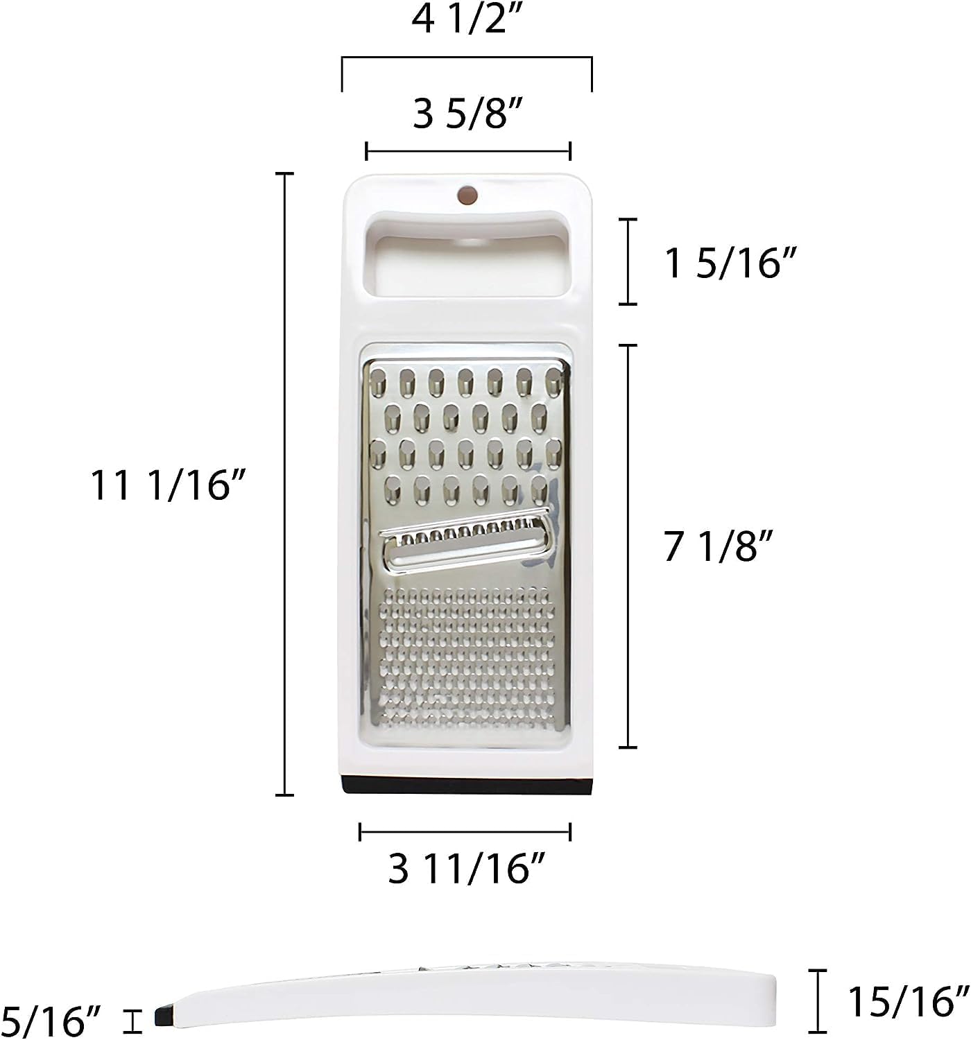 Stainless Steel Multi-Use Grater Slicer 4-5/8" x 11-1/8" x 1-1/8" with Polypropylene Frame- Cheese Shredder Lemon Zester Grater Food Grater Vegetable Ginger Potatoes Slicer for Kitchen