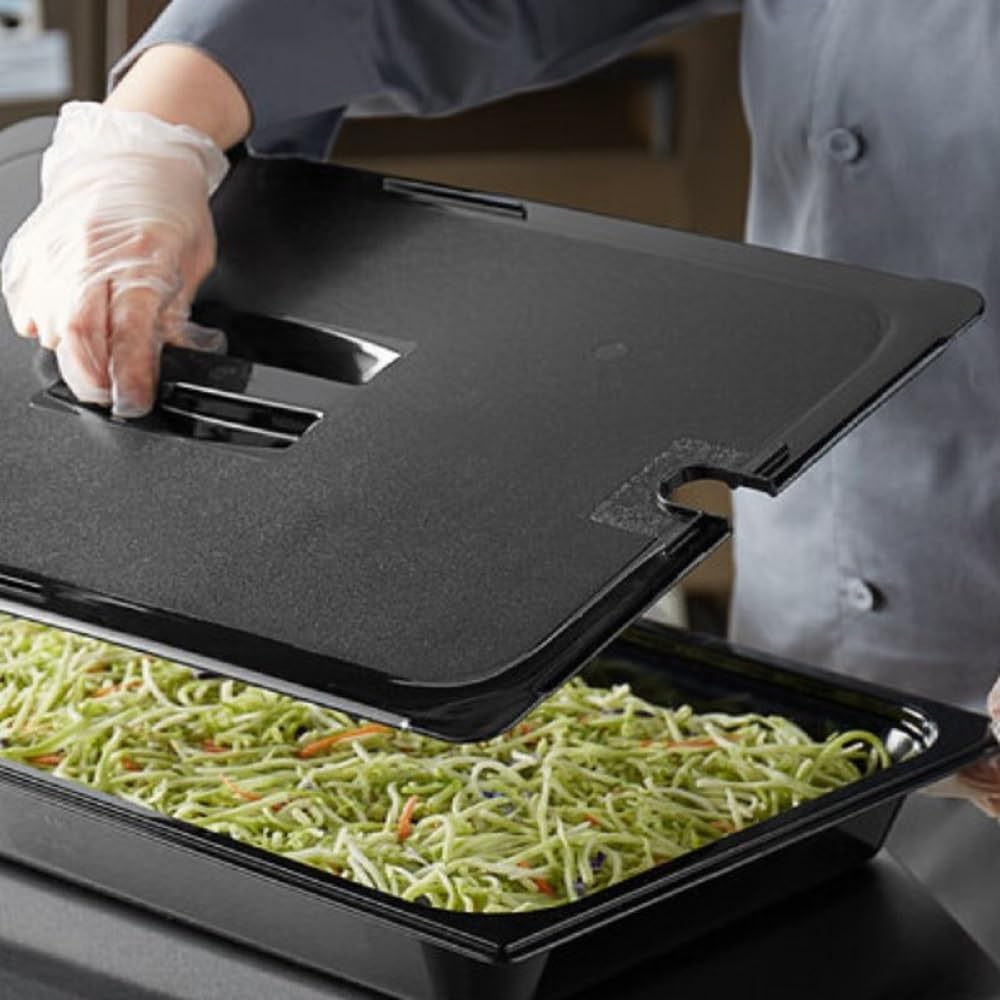 Half Size Notched Polycarbonate Handled Food Pan Lid - Food Storage Container Cover Restaurant Commercial Hotel Pans Cover for Food Prep Fruits Vegetables Beans Corns
