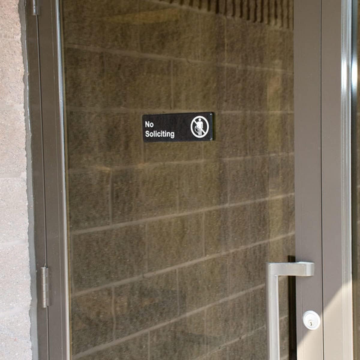 9" x 3" No Soliciting Sign with Easy Peel Self-Adhesive White on Black Color Set of 2- Door Sign Waterproof Self Adhesive Store Signs Indoor/Outdoor Warning Marker Home Business Use