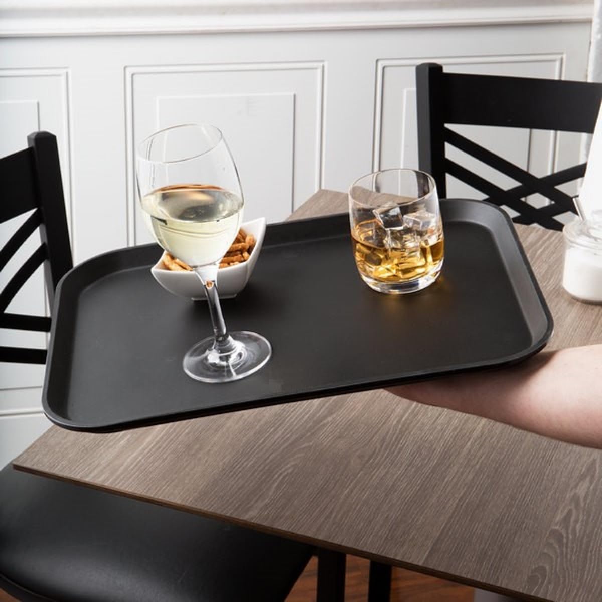 Rectangular Anti-Slip Serving Tray with Surface Set of 2- Multi-Purpose Serving Trays Food Server Trays Platters for Restaurant Parties Breakfast Cafe Bar