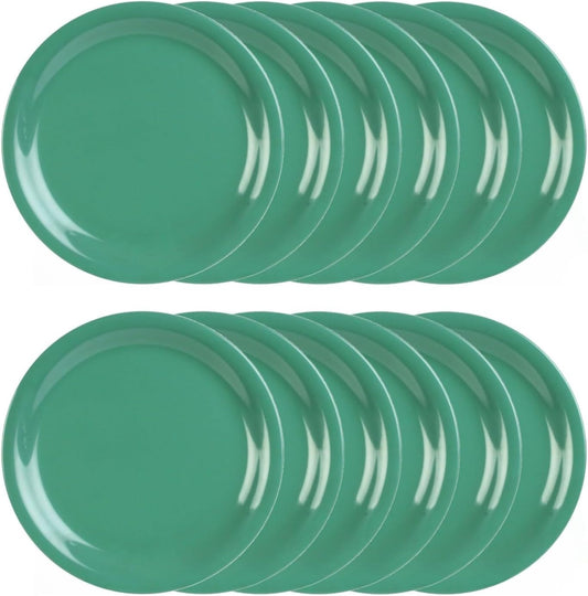Round Dinner Plates Narrow Rim Melamine Set of 12- Dishwasher Safe Break-Resistant Reusable Plates Kitchen Plates Dinnerware Dishes for Home Kitchen