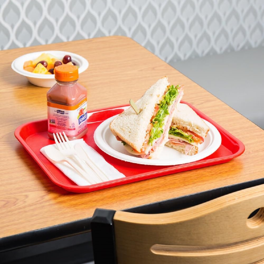 Set of 6 Plastic Fast Food Trays 10-1/2" x 13-5/8" Assorted Colors-Café Standard Cafeteria Fast Food Tray Assorted Colors