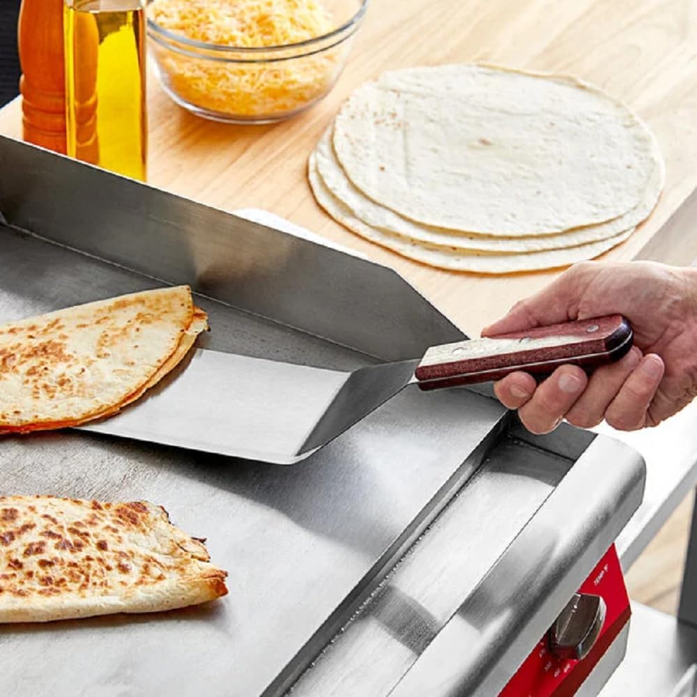 7-1/2" x 3” Stainless Steel Straight Blade Turner Spatula with Wooden Handle- Spatula Hamburger Turner Scraper Pancake Flipper Great for BBQ Grill Flat Top Griddle Commercial Grade