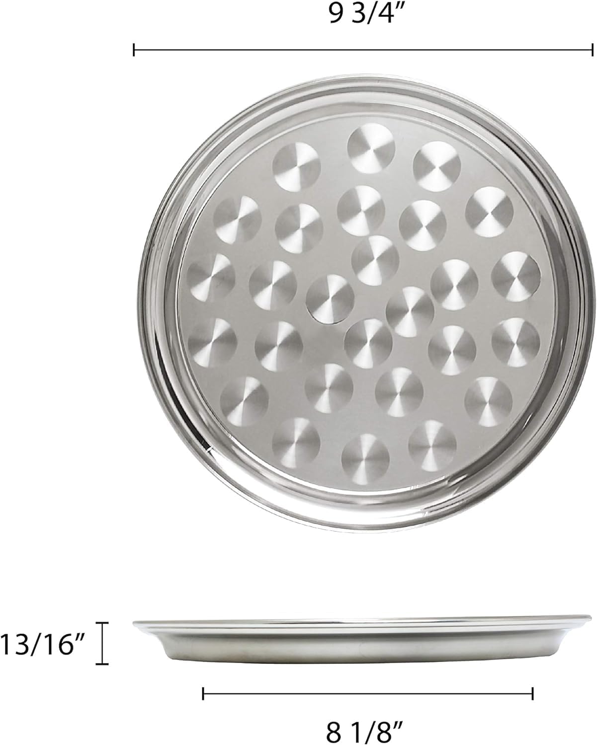 Stainless Steel Round Serving Tray with Narrow Rim Set of 2- Display Tray Serving Platter for Parties Serve Appetizers Fruit & Desserts for Home Restaurant Buffet Banquet