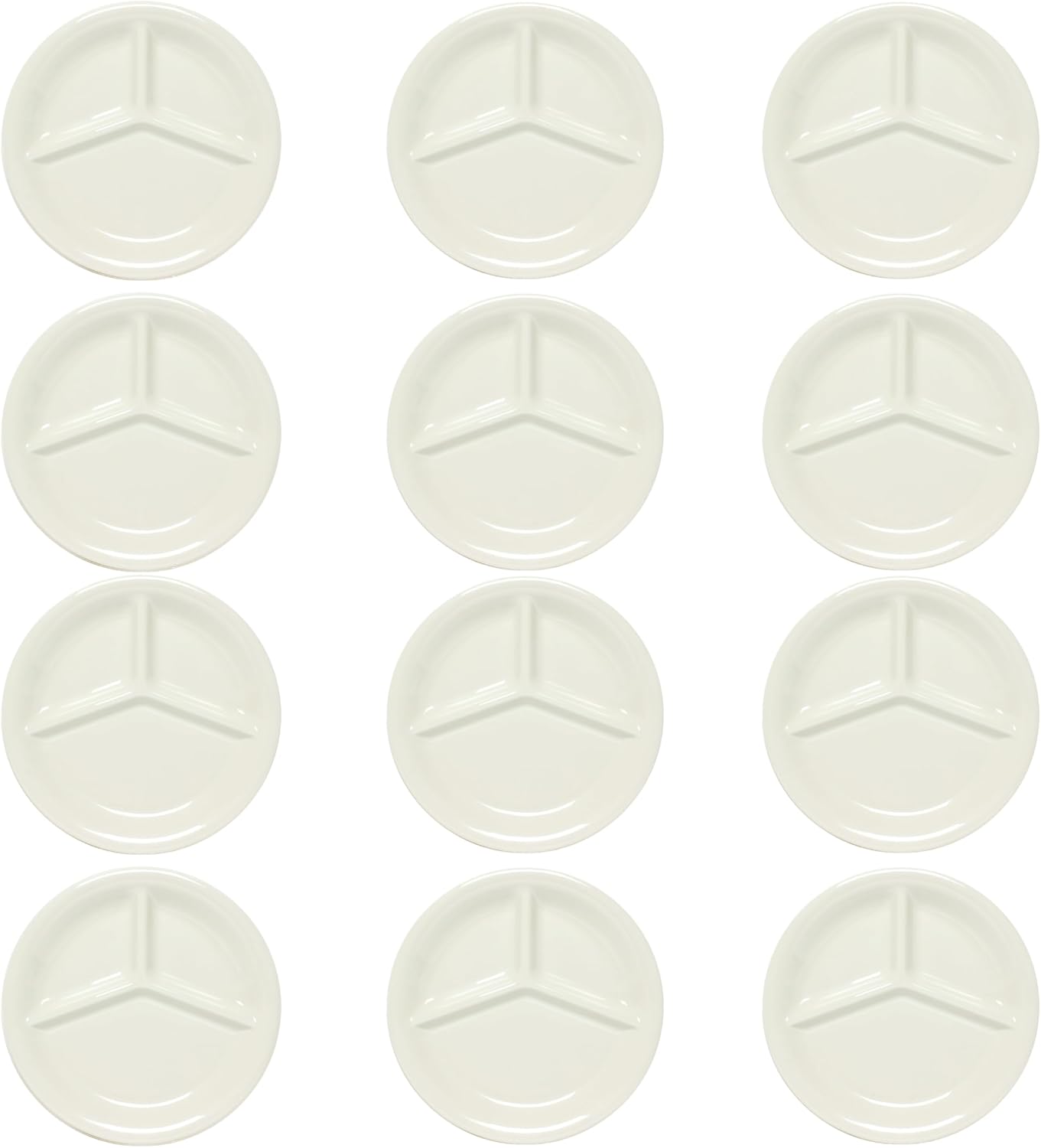 3 Compartment 10 1/4” Divided Plate Melamine Set of 12- Dishwasher Safe Break-Resistant Serving Platter Dinner Plates Portion Plates for Dinner Home Kitchen Restaurants
