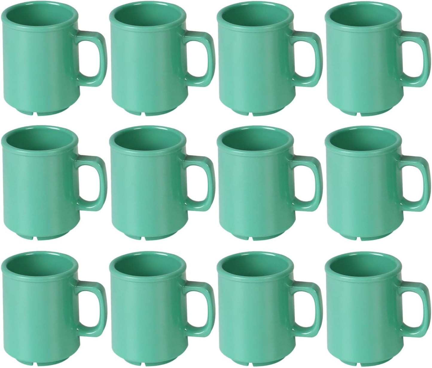 8 oz Mug Melamine Set of 12- Dishwasher Safe Break-Resistant Coffee Cup Set Reusable Plastic Cup for Latte Cappuccino Cocoa Hot Tea Mocha Home Cafe Restaurants