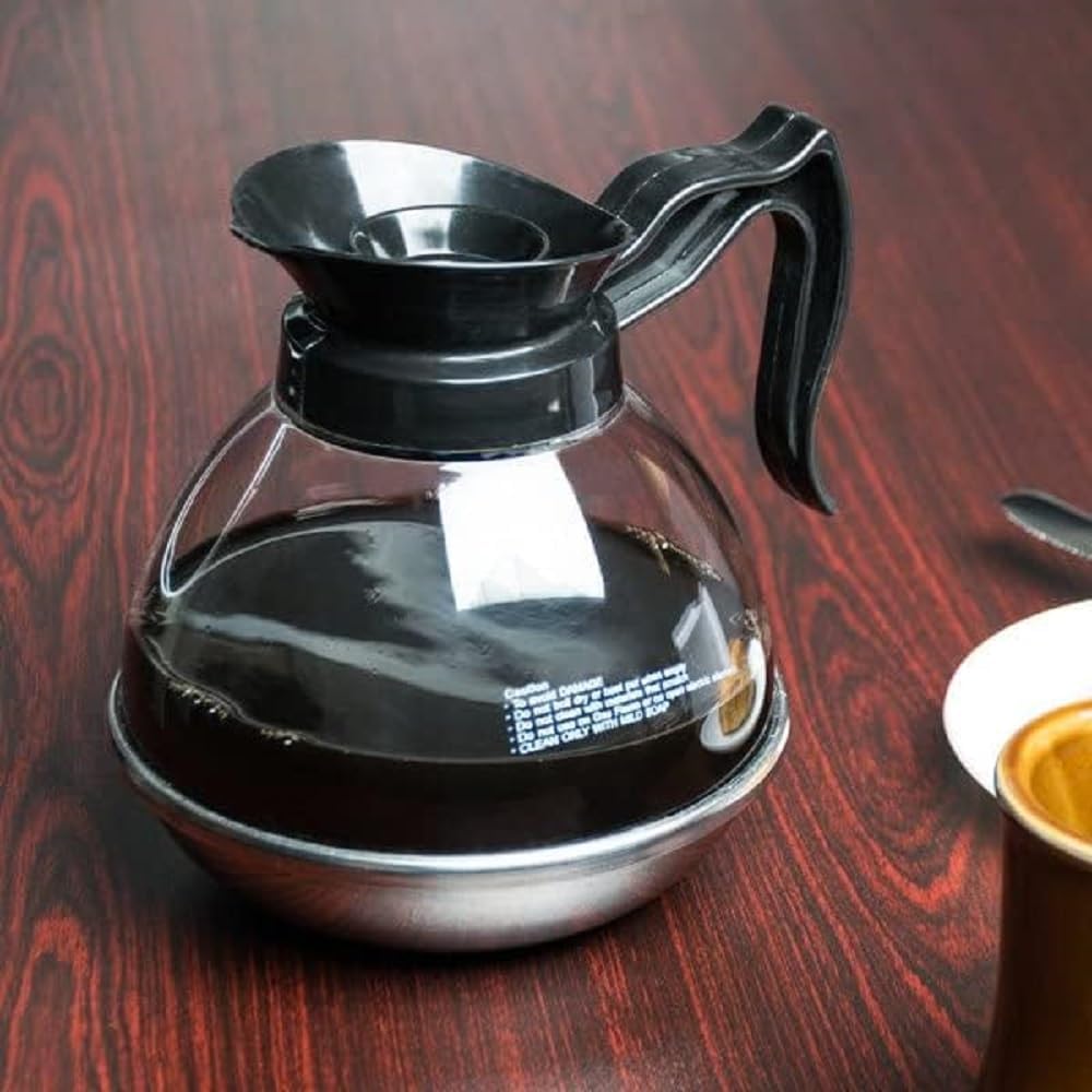 64 oz. Coffee Decanter Stainless Steel Base Polycarbonate Body with Plastic Handle Commercial Grade- Coffee Carafe Easy Pour Coffee Decanter Perfect for Cafes Home and Restaurant