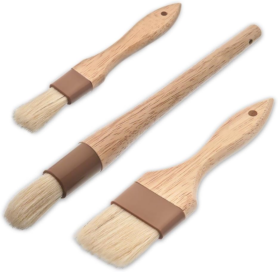 Pastry Brush Bristles with Wooden Handle - Basting Pastry Brush Culinary Oil Brush for Barbecue Butter Grill BBQ Sauce Baster Marinade Kitchen Food Cooking Brush